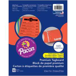 Premium Tagboard, Pumpkin, 8-1/2" x 11", 50 Sheets
