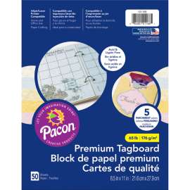 Premium Tagboard, 5 Assorted Parchment Colors, 8-1/2" x 11", 50 Sheets