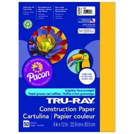 Construction Paper, Gold, 9" x 12", 50 Sheets Per Pack, 10 Packs