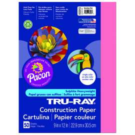 Construction Paper, Shocking Pink, 9" x 12", 50 Sheets Per Pack, 5 Packs