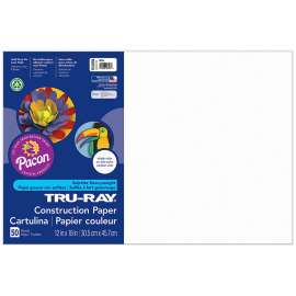 Construction Paper, White, 12" x 18", 50 Sheets Per Pack, 5 Packs