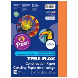 Construction Paper, Electric Orange, 9" x 12", 50 Sheets Per Pack, 6 Packs