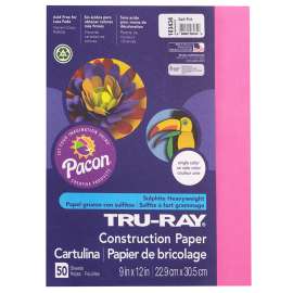 Fade-Resistant Construction Paper, 9" x 12", Dark Pink