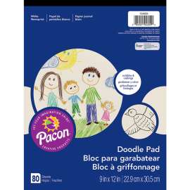 Doodle Pad, White, 9" x 12", 80 Sheets Per Pad, 10 Pads