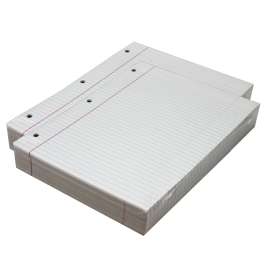 Composition Paper, White, 3-Hole Punched, Red Margin, 9/32" Ruled, 8-1/2" x 11", 500 Sheets Per Pack, 2 Packs