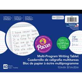 Multi-Program Handwriting Tablet, 1/2" Ruled (Long Way), 10-1/2" x 8", 40 Sheets Per Tablet, Pack of 12