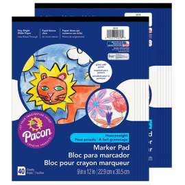 Art Street Marker Pad, White, 9" x 12", 40 Sheets, Pack of 12