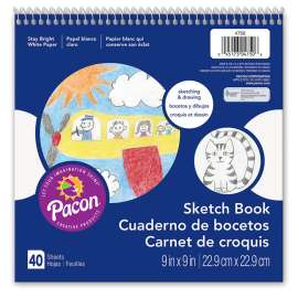 Sketch Book, White, 9" x 9", 40 Sheets Per Book, Pack of 12
