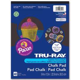 Tru-Ray Chalk Pad, Black, 9" x 12", 40 Sheets