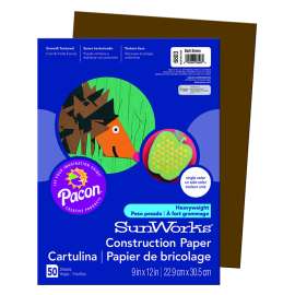 Construction Paper, Dark Brown, 9" x 12", 50 Sheets Per Pack, 10 Packs