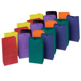 Rainbow Kraft Bag, Assorted Bright Colors, 6" x 3-5/8" x 11", 28 Bags Per Pack, 3 Packs