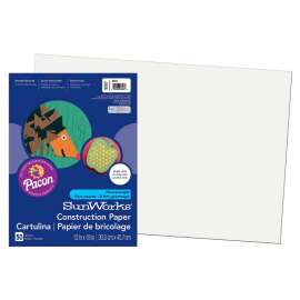 Construction Paper, White, 12" x 18", 50 Sheets Per Pack, 10 Packs