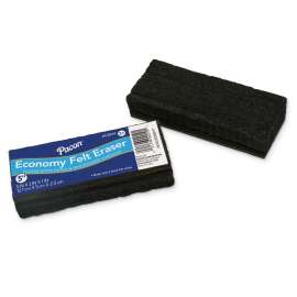 Chalk & Whiteboard Eraser, Economy, 6 Black Felt Strips, 5", 1 Eraser