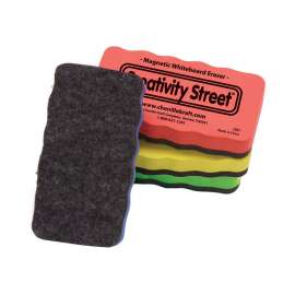 Chalk and Whiteboard Eraser, Assorted 4 Colors, Magnetic, 2-1/4" x 4-1/4", 4 Per Pack, 3 Packs