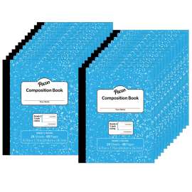 Composition Book, Grade 2, Blue Marble, 3/4" x 3/8" x 3/8" Ruled, 9.75" x 7.75", 24 Sheets, Pack of 24