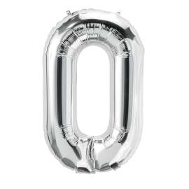 16" Foil Balloon, Silver Number 0