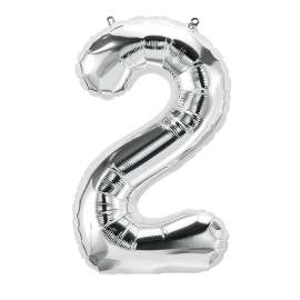 16" Foil Balloon, Silver Number 2