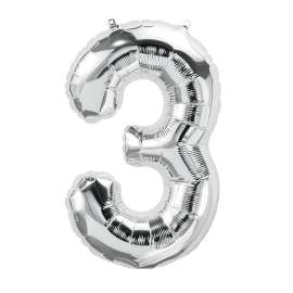 16" Foil Balloon, Silver Number 3