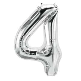 16" Foil Balloon, Silver Number 4