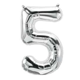 16" Foil Balloon, Silver Number 5