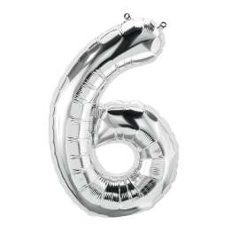 16" Foil Balloon, Silver Number 6