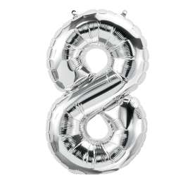 16" Foil Balloon, Silver Number 8