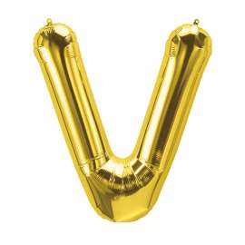 16" Foil Balloon, Gold Letter V