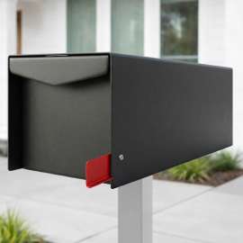 Plexon Post-Mount Mailbox, Galvanized Steel, Matte Black