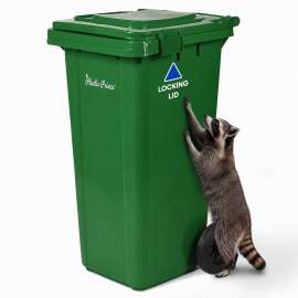 PLASTIC PRINCE 32 Gallon Trash Can with Wheels Outdoor Trash Can with Locking Lid Heavy-Duty Rolling Trash Bin Plastic Outside Garbage Can Wheeled for Home Hospitals Restaurants Offices