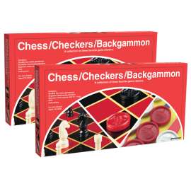 Checkers/Chess/Backgammon Game Set, Pack of 2