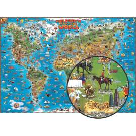 Childrens Map Of The World, 54" Width, 38" Length