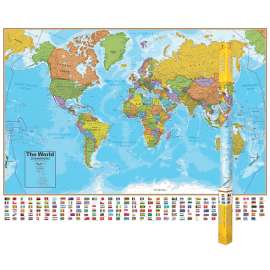 Hemispheres Blue Ocean Series World Laminated Wall Map, 38" x 51", Pack of 2