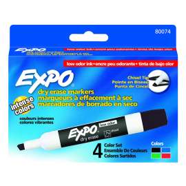 Low Odor Dry Erase Markers, 4 Colors Per Pack, 3 Packs