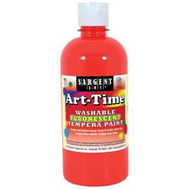 Art-Time Washable Fluorescent Red Tempera Paint, 16oz