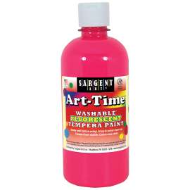 Art-Time Washable Fluorescent Pink Tempera Paint, 16oz