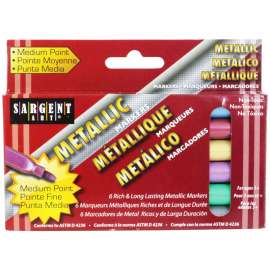 Sargent Art Liquid Metals Metallic Marker Pack, Med Tip, 6 colors