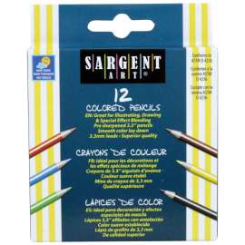 Sargent Art Half Size Colored Pencils, 12 colors