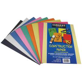 50sht 9 x 12" Construction Paper Assorted Color Pack; 75gsm