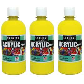 Acrylic Paint Squeeze Bottle, 16 oz, Yellow, Pack of 3