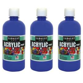 Acrylic Paint Squeeze Bottle, 16 oz, Blue, Pack of 3