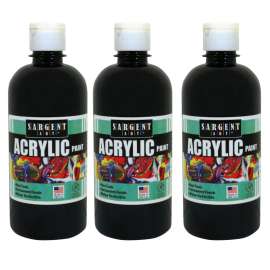 Acrylic Paint Squeeze Bottle, 16 oz, Black, Pack of 3