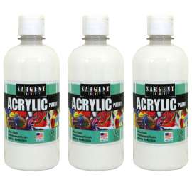 Acrylic Paint Squeeze Bottle, 16 oz, White, Pack of 3