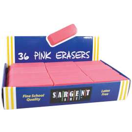 Pink Erasers, 36 Per Pack, 3 Packs