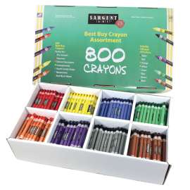 Standard Size Crayons Best-Buy Assortment, 8 Colors, 800 Count