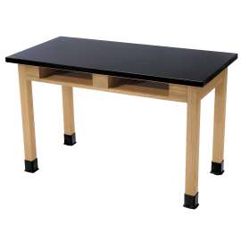 NPS - Wood Series Solid Ash 48"L x 24"W x 36"H Science Table with Chemical Resistant Top & Book Compartments
