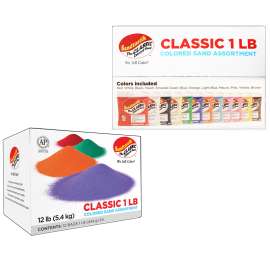 Sandtastik Colored Sand Classroom Pack, 1 Pound Bags, Assortment 1, Set of 12
