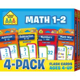 School Zone Math 1-2 Flash Card, 4-Pack