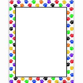 Colorful Paw Prints Computer Paper