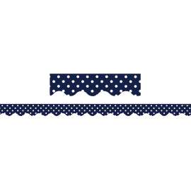 Navy Polka Dots Scalloped Border Trim