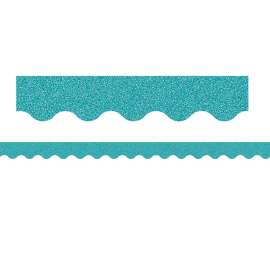 Teal Glitz Scalloped Border Trim